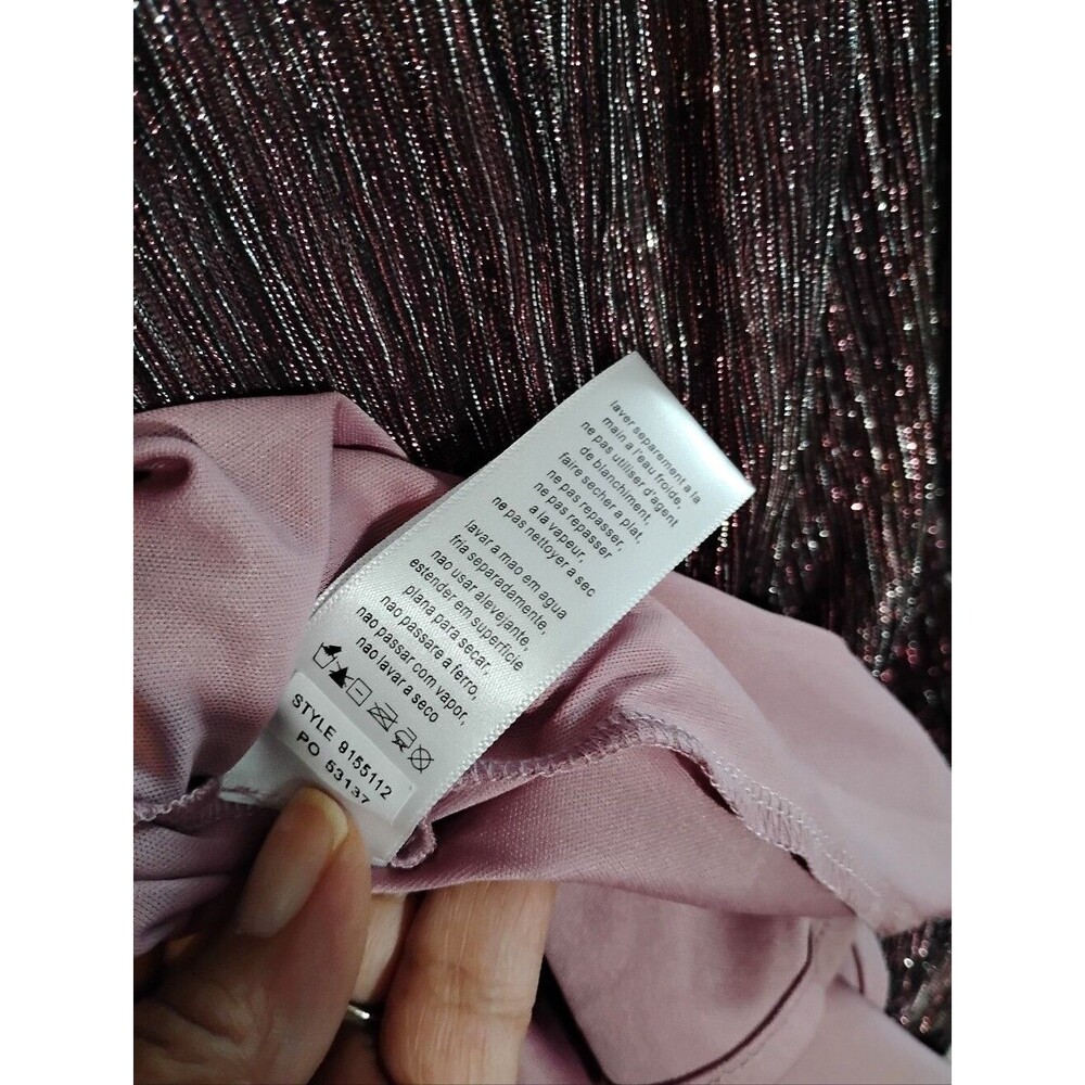 New Plus Size Plum Metallic Cape-Sleeve Dress - Picture 7 of 8